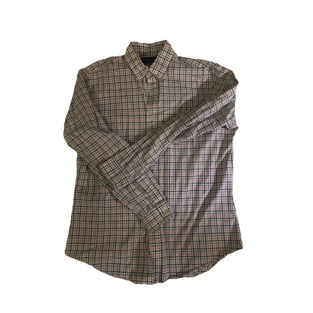 Ralph Lauren Custom Fit Men Pink Blue Plaid Button Down Shirt L